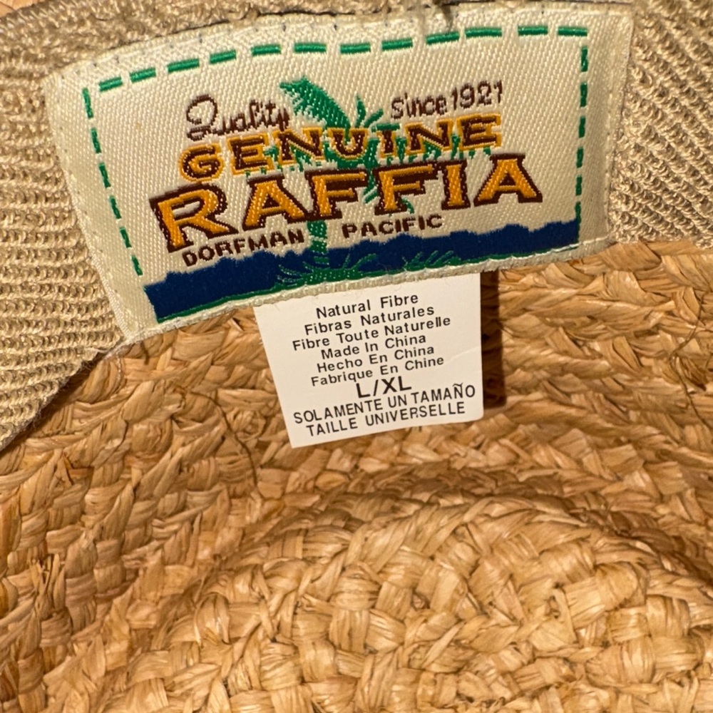 Stylish Dorfman Genuine Raffia Pacific Tan Straw Golf Hat with Green Band - Picture 8 of 12